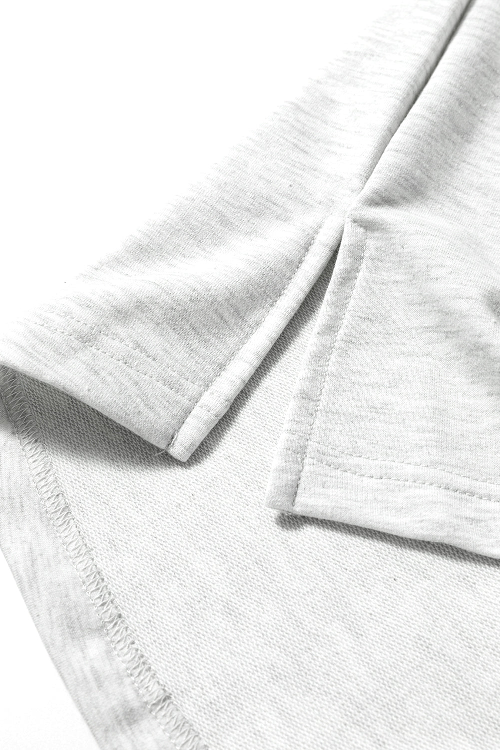Light Grey Two Tone Contrast Waffle Knit Patched Buttoned V Neck Top