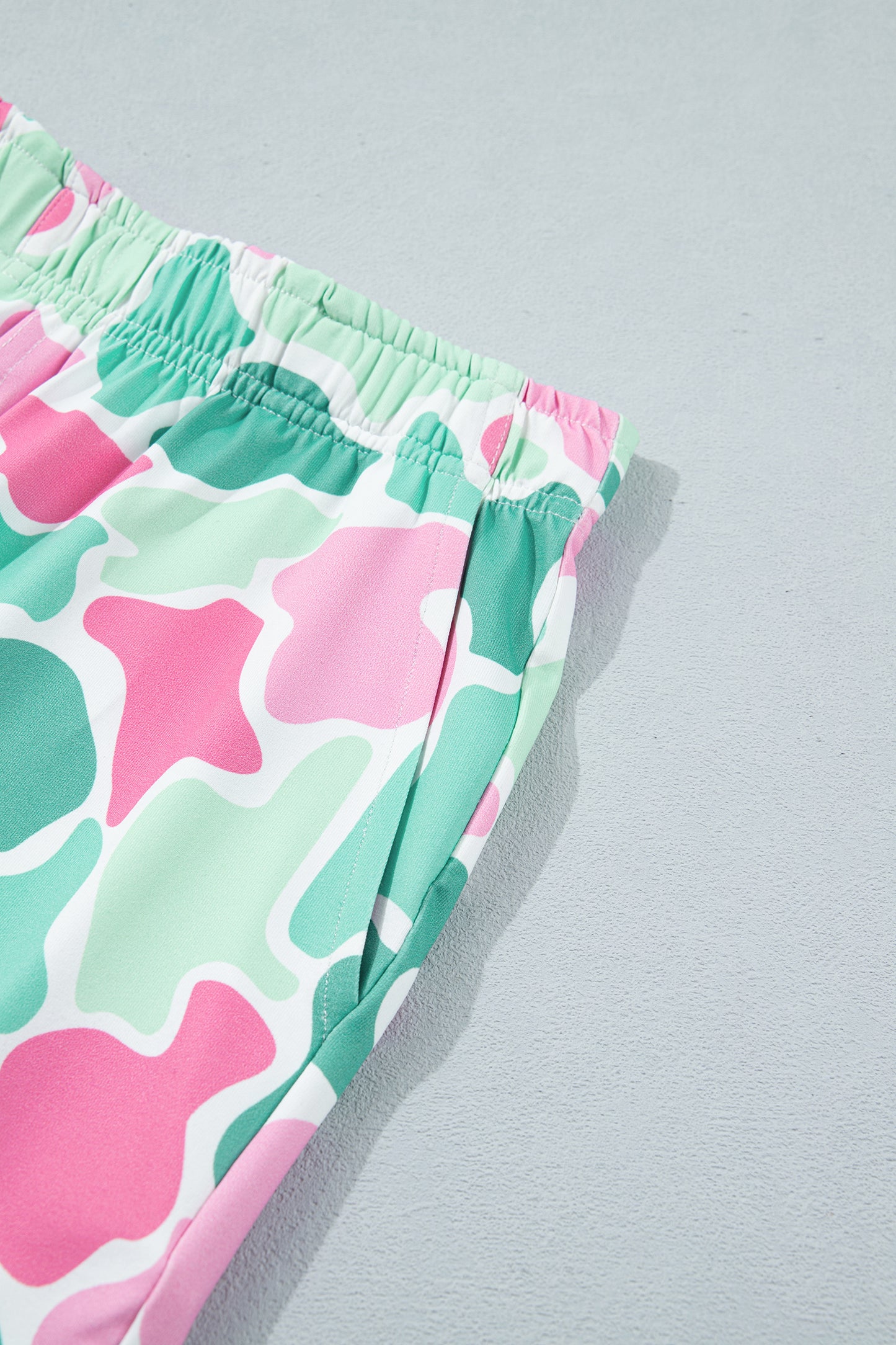 Multicolour Camouflage Printed Cropped Tank Athleisure 2pcs Short Set