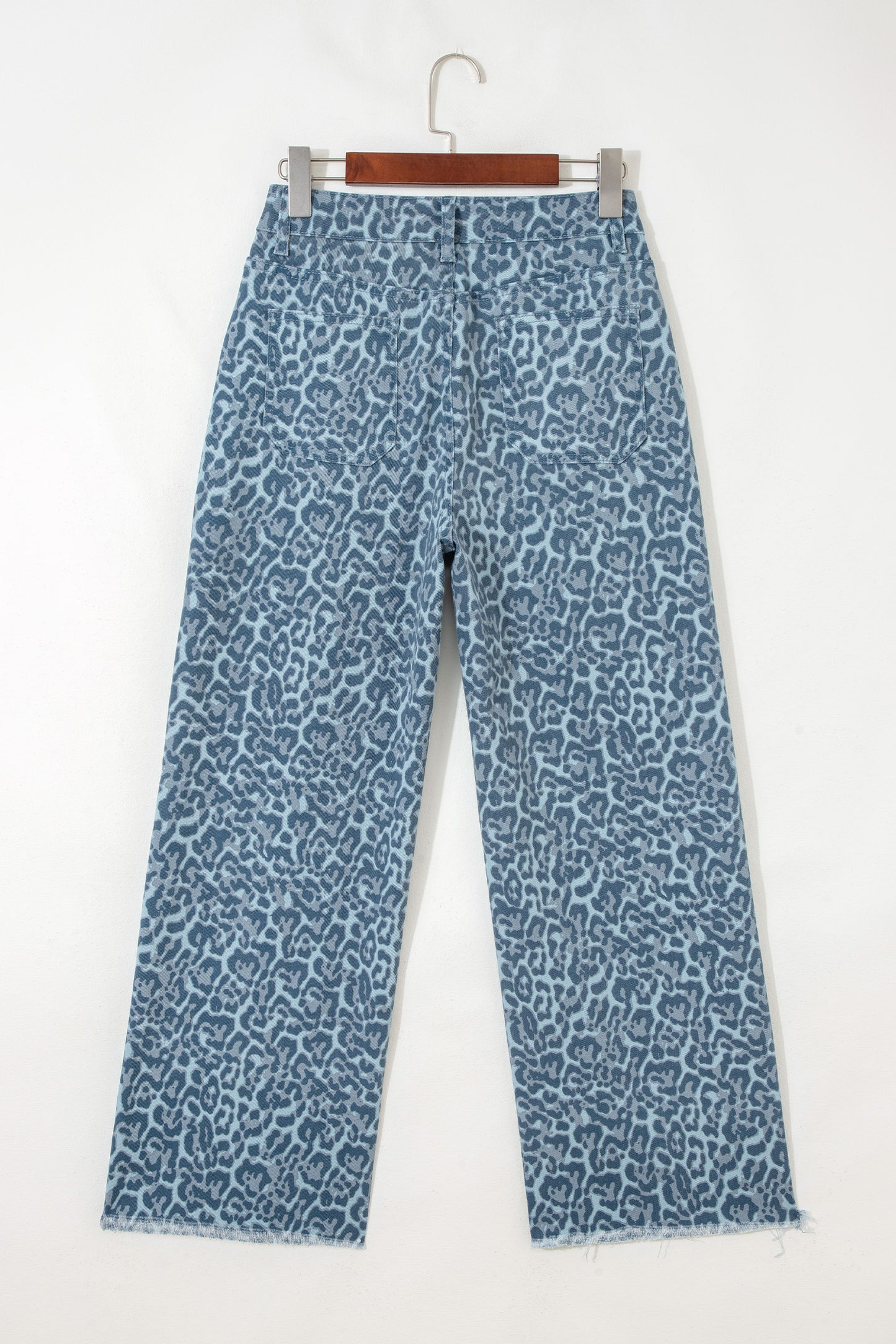 Brown Leopard Frayed Edge Wide Leg High Waist Jeans