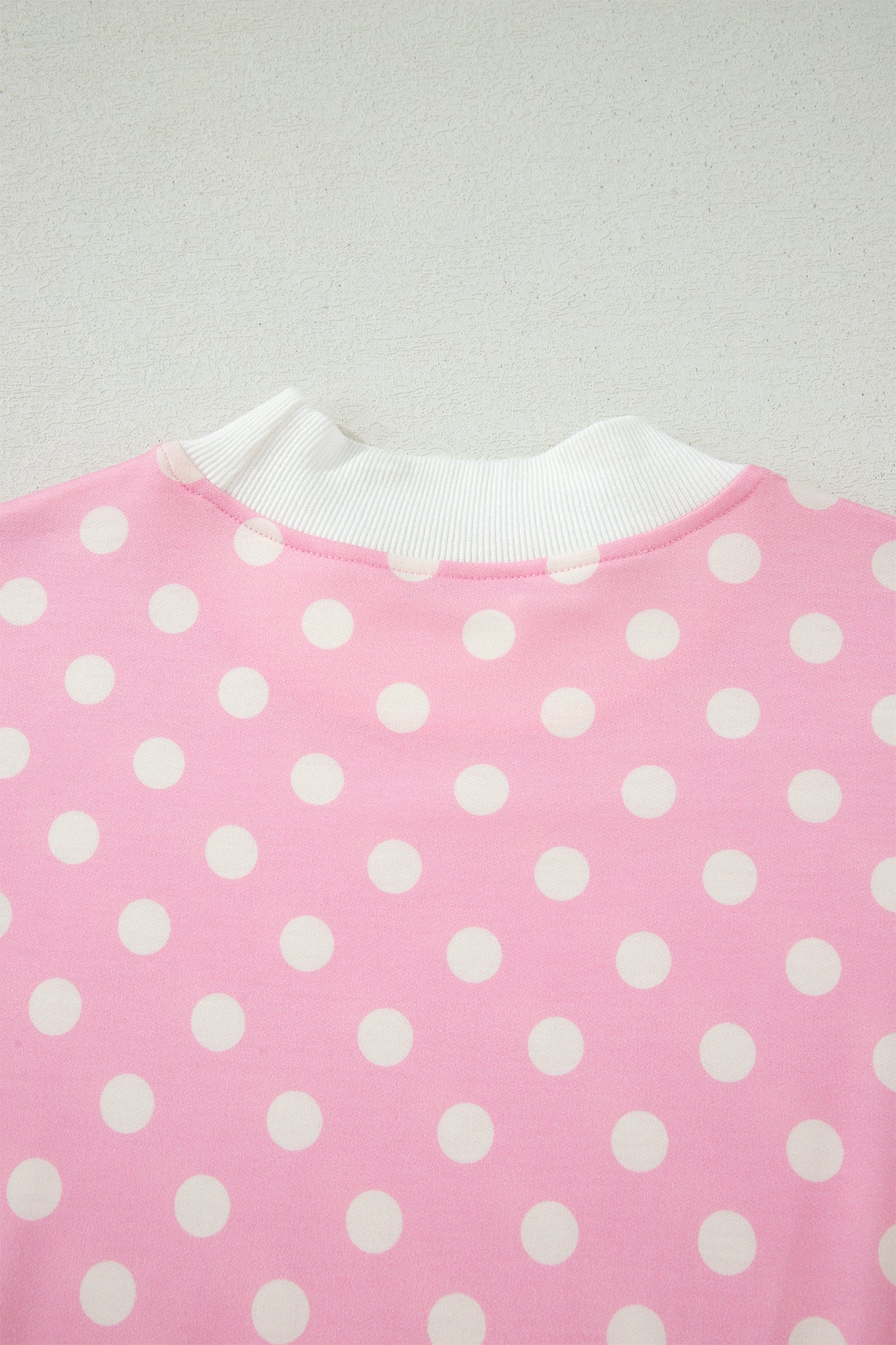 Yellow Polka Dot Print Color Block Trim Mock Neck Short Set