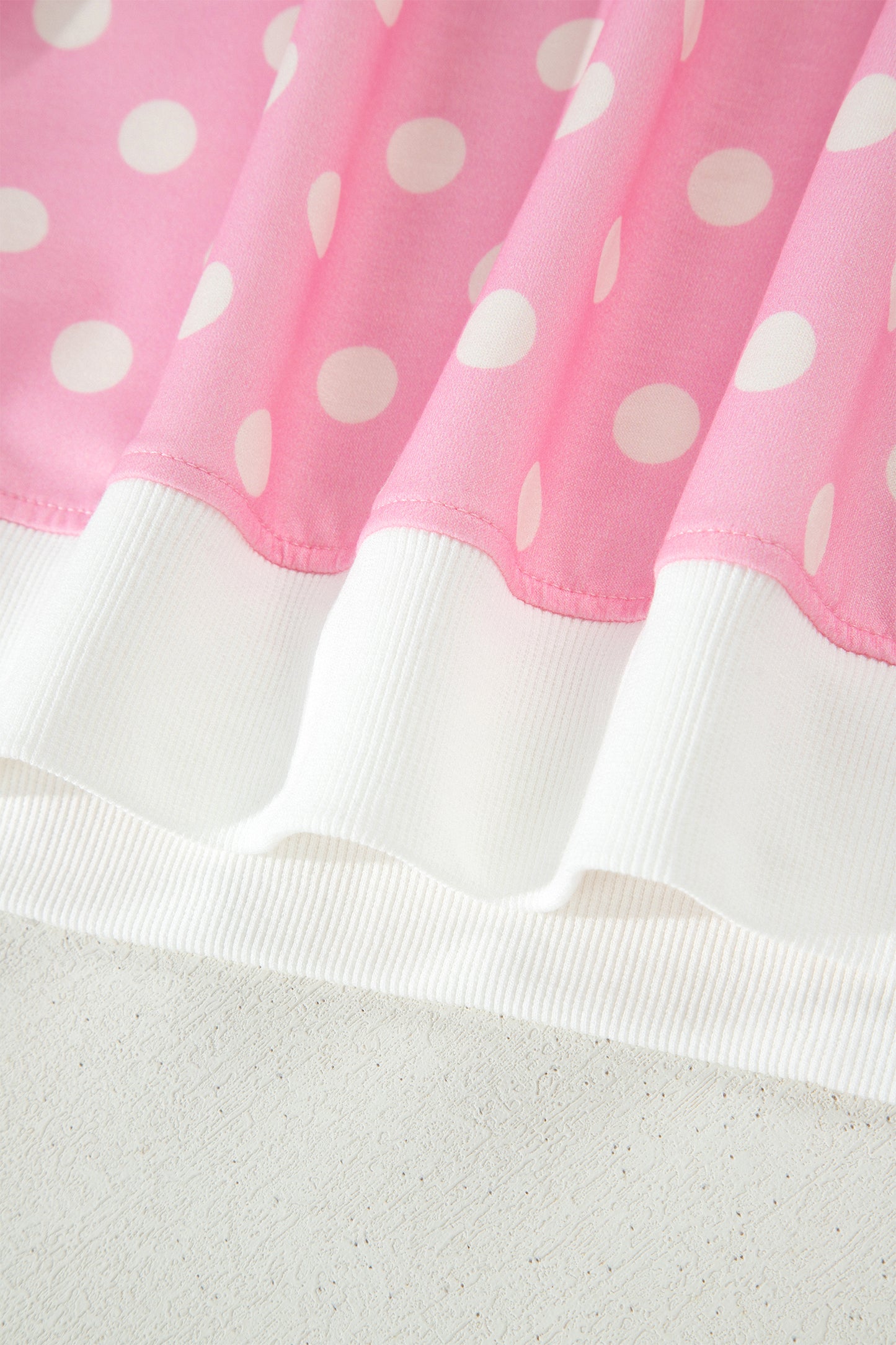 Yellow Polka Dot Print Color Block Trim Mock Neck Short Set