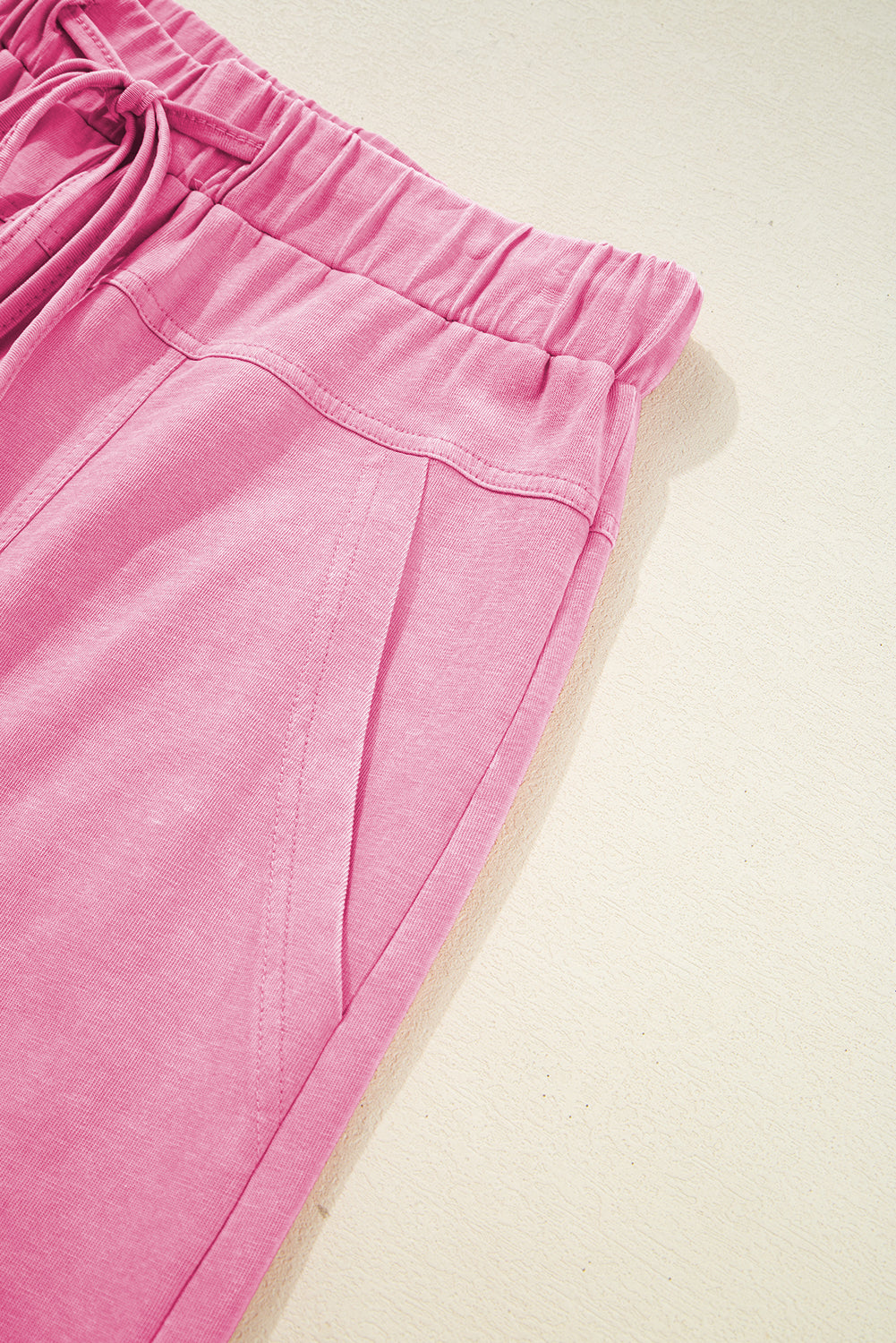 Bonbon Mineral Wash Exposed Seam Drawstring High Waist Wide Leg Cargo Pants