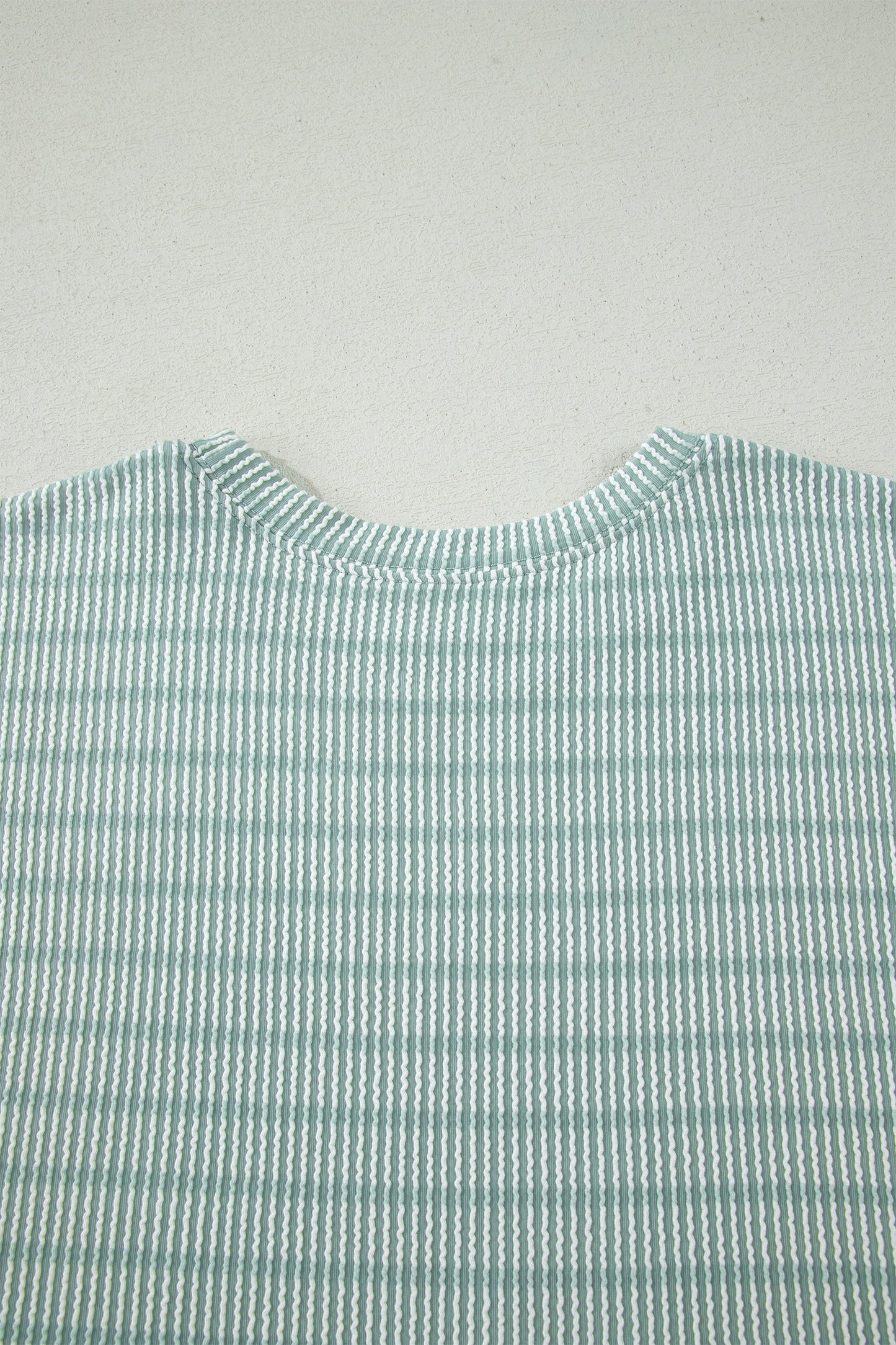 Rose Stripe Raised Rib Loose Tee Drawstring Elastic Waist 2pcs Short Set