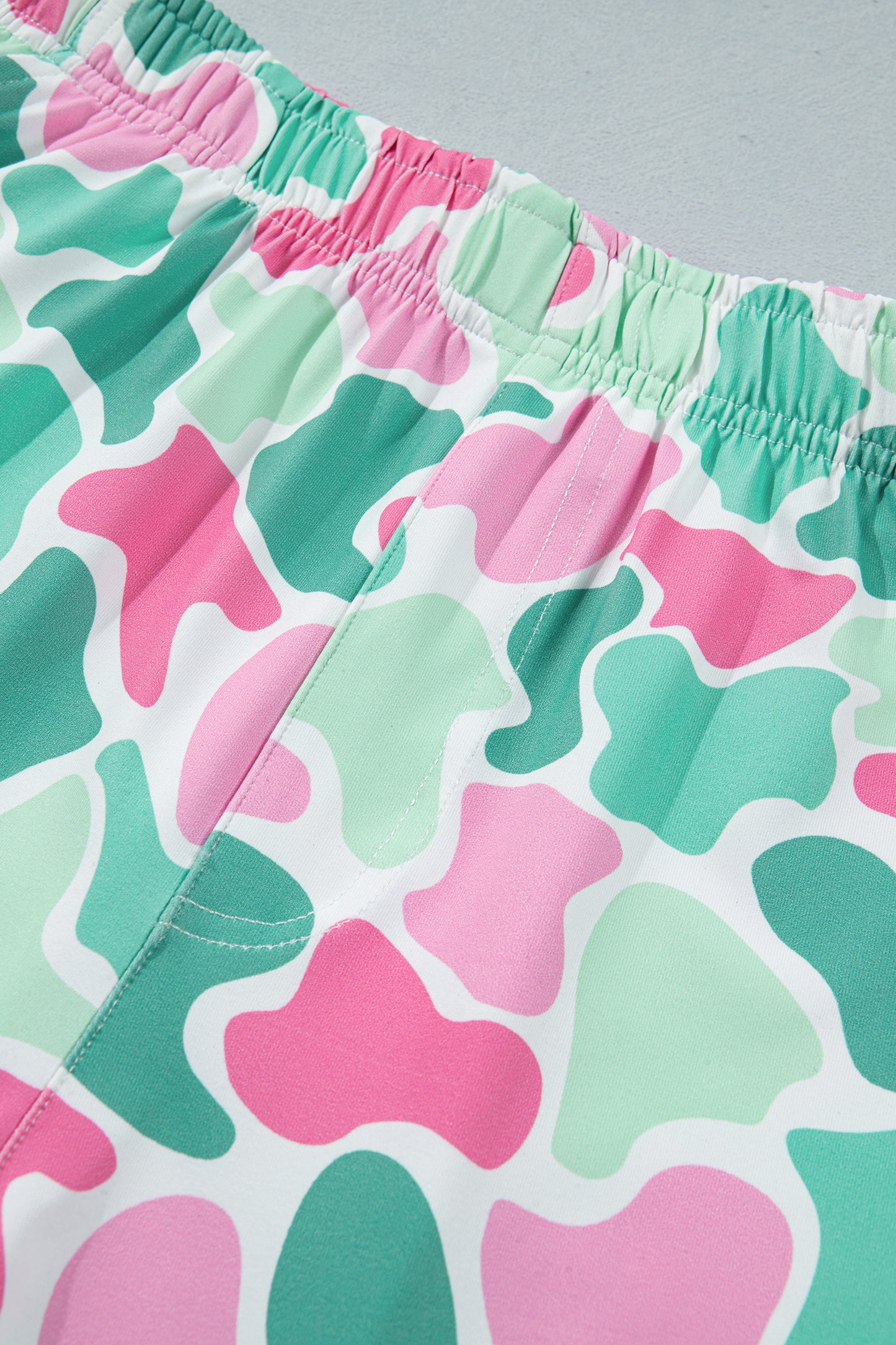 Multicolour Camouflage Printed Cropped Tank Athleisure 2pcs Short Set
