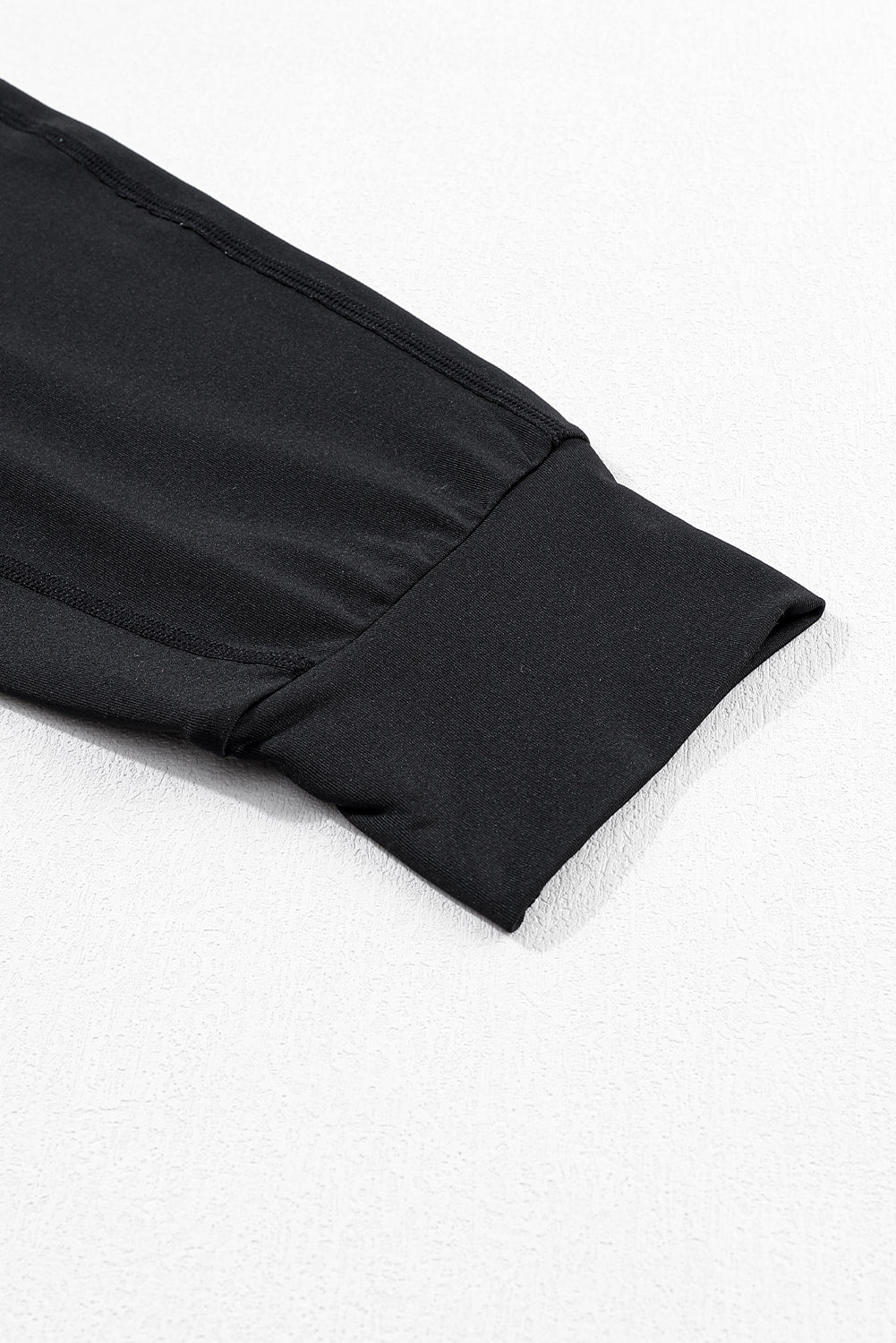 ' Black Exposed Seam High Waist Pocketed Joggers